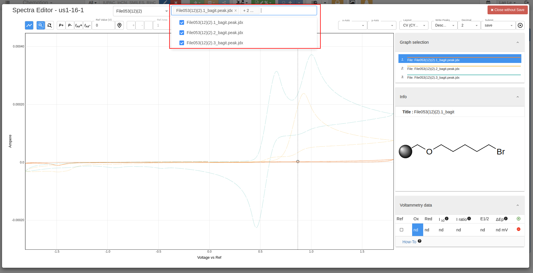 chemspectra cv select curve