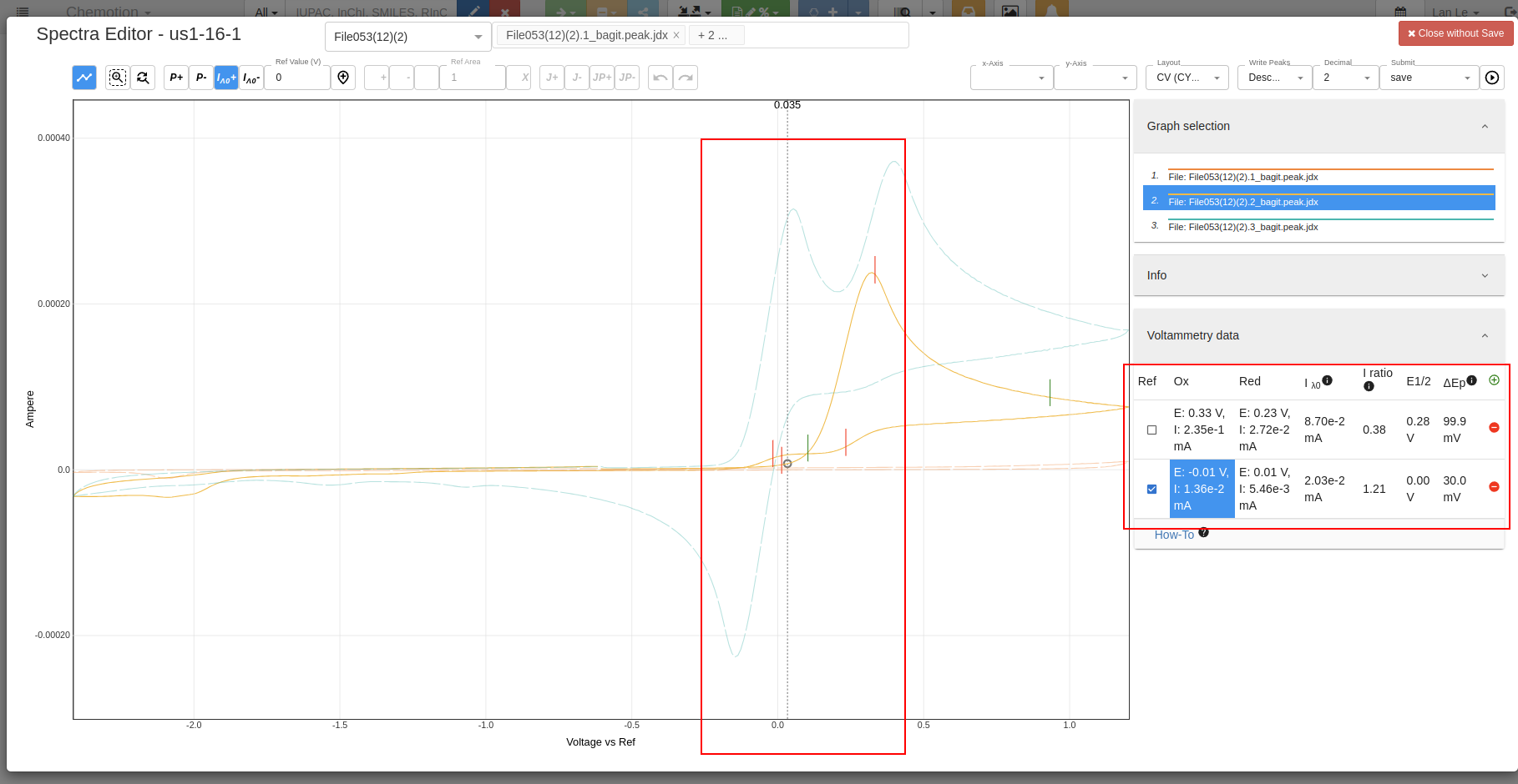 chemspectra cv before set reference