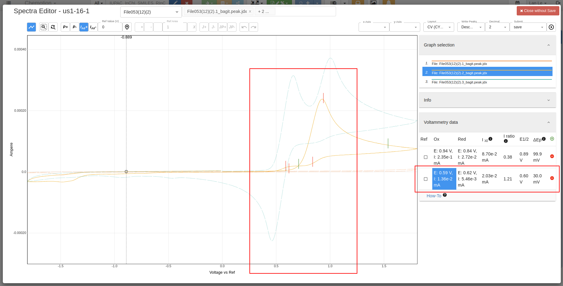 chemspectra cv before set reference