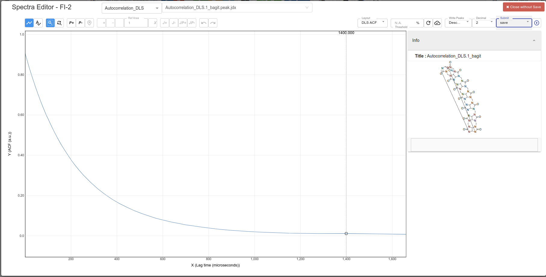 chemspectra toolbar DLS ACF