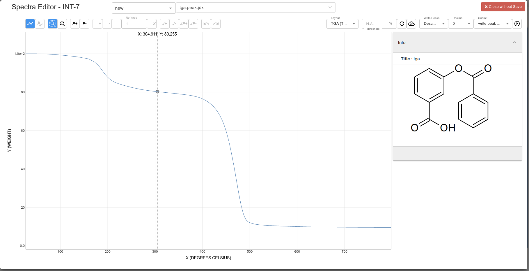 chemspectra toolbar TGA