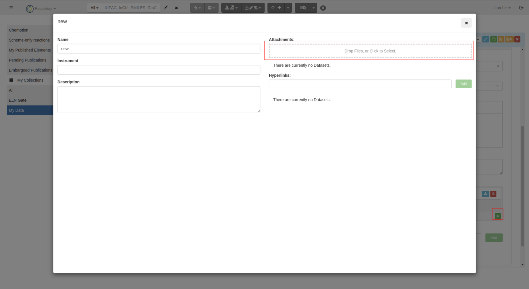 chemspectra upload analysis dataset