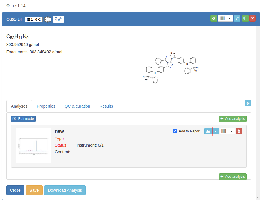 chemspectra button open spectra editor