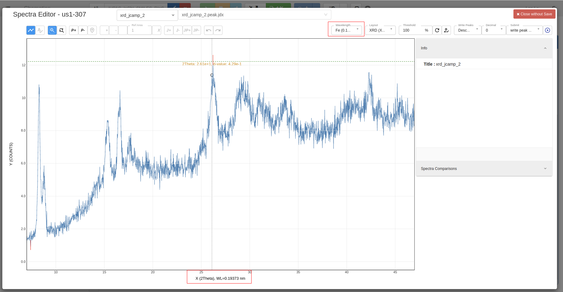 chemspectra change wavelength