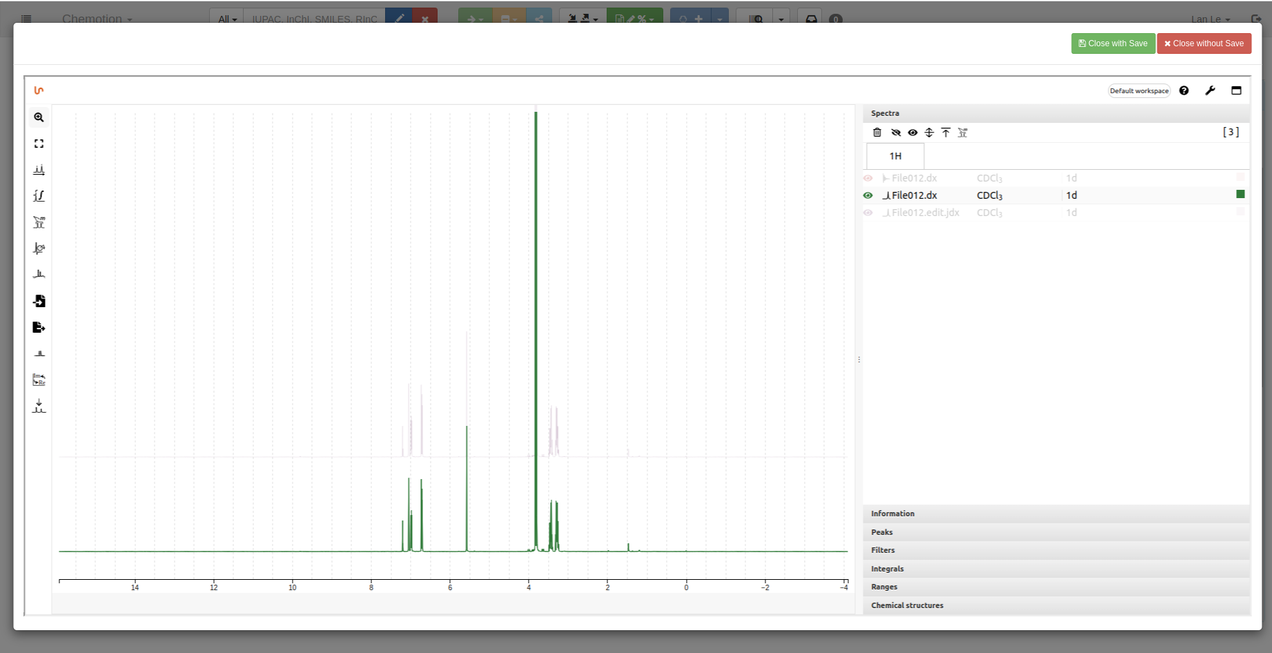 nmrium modal 1D