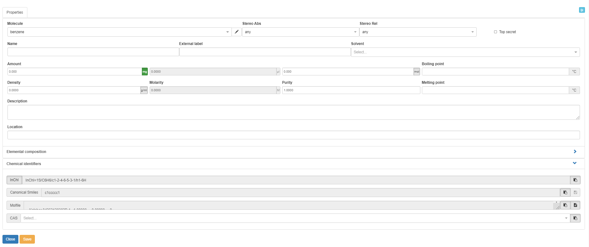 Sample properties